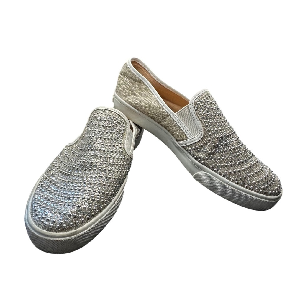 INC International Concepts Silver Rhinestone Embellished Slip On Sneakers